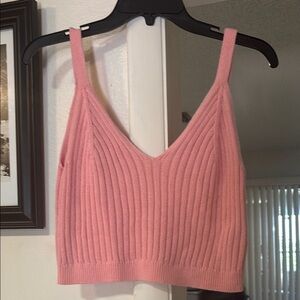 Aerie Pink Ribbed Crop Camisole